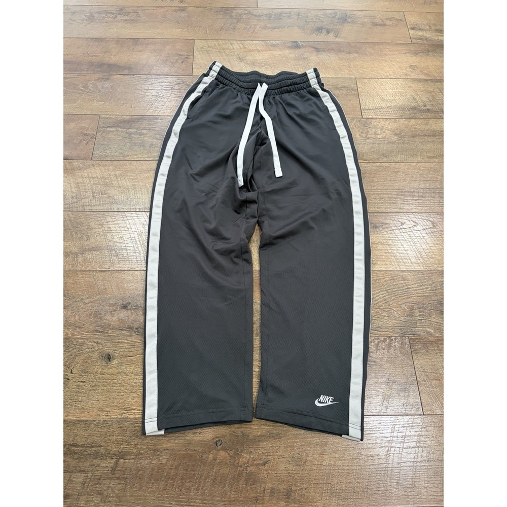 Vintage Y2k Nike Wide Leg Track Pants Striped Grey Medium 28x30 Grey Tag 2000s